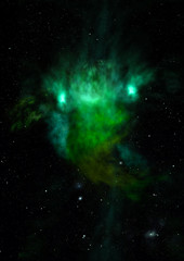 Far being shone nebula and star field. 3D rendering