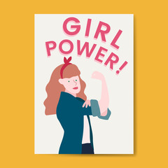 Pink girl power typography vector