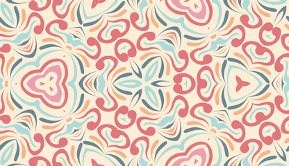 Abstract ethnic pattern in pastel shades. Design element for card, invitation, cover, wallpaper, tile, packaging, background. Tribal ethnic ornament in arabic style.