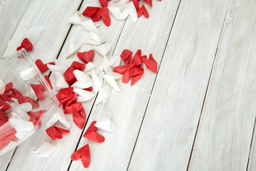 Valentine's Day symbolizing love paper heart in Glass bottle