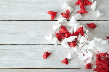 Valentine's Day symbolizing love paper heart in Glass bottle