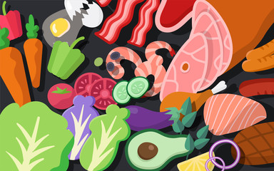 Obraz na płótnie Canvas Cooking ingredients vector set illustration
