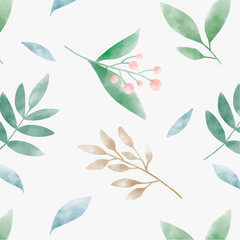 Watercolor leaves graphic pattern design