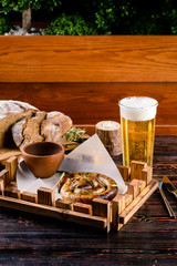 Home-made Pork Sausages in rustic style