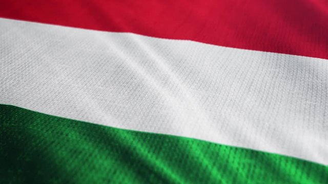 Hungary flag is waving 3D illustration. Symbol of Hungarian national on fabric cloth 3D rendering in full perspective.