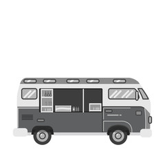 Truck vector template for car branding and advertising isolated on white. Side view, Van with stuff for Brand Identity street cafe and Fast-Food transport. Isolated, flat cartoon style