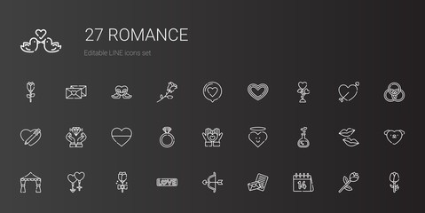 romance icons set