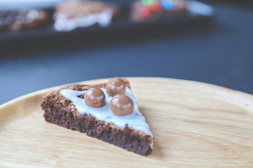 Brownie Dessert Pizza Recipe, Dessert chocolate pizza with dark, milk, white chocolate, Homemade Chocolate Nut Brownie Cake