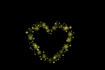 金色に輝くキラキラなハート(黒背景)	