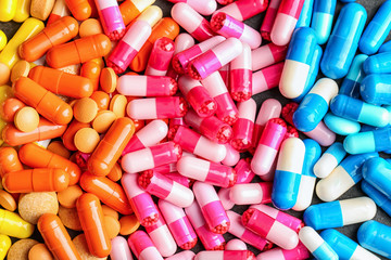 Different pills as background