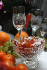 glass of wine with fruits and vegetables