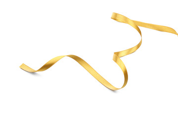 Beautiful golden ribbon on white background