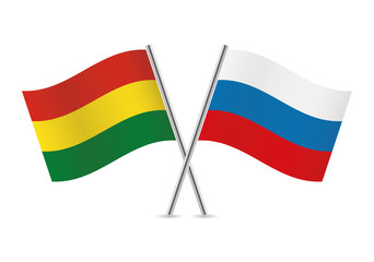 Bolivia and Russia flags. Vector illustration.