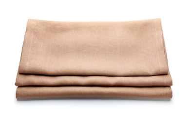 Clean kitchen towels on white background