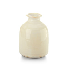 Beautiful ceramic vase on white background