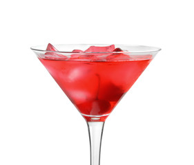 Delicious cocktail on white background