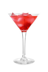 Delicious cocktail on white background