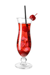 Delicious cocktail on white background