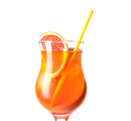 Delicious cocktail on white background