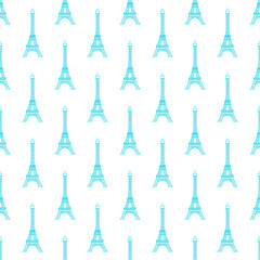 Vector seamless pattern with hand drawn Eiffel towers.