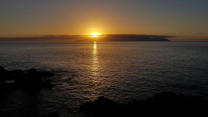 Obraz premium Sunset over La Gomera, view from Tenerife