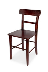 Studio Shot Of Brown Wooden Chair Isolated On White Background