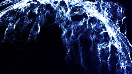 Abstract water splash.Big data. Cyber or technology background. Neon flare. 3D rendering.
