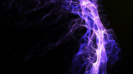 Abstract water splash.Big data. Cyber or technology background. Neon flare. 3D rendering.