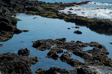 Rock pools, coastal sea and rocks Tenerife