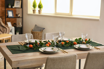 Beautiful table setting for Christmas dinner