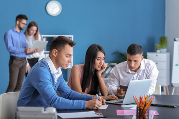 Group of young people studying at the university