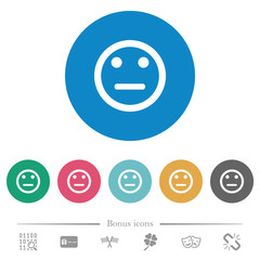 Neutral emoticon flat round icons