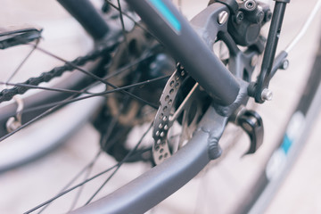 Fototapeta na wymiar brake system on a used mountain bike