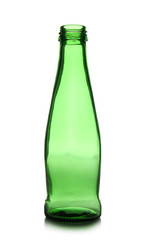 Used glass bottle on white background. Recycling concept