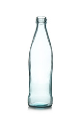 Used glass bottle on white background. Recycling concept