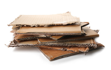 Cardboard sheets on white background. Recycling concept