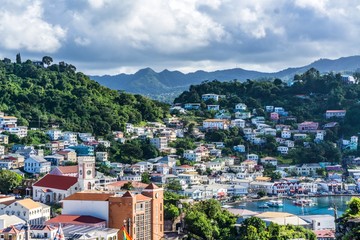 panoramic view of the town in Caribbean / st. George Grenada