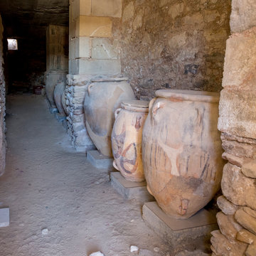 Phaistos Greece, 12-18-2018. Ruins of old city of Phaistos in Crete Greece