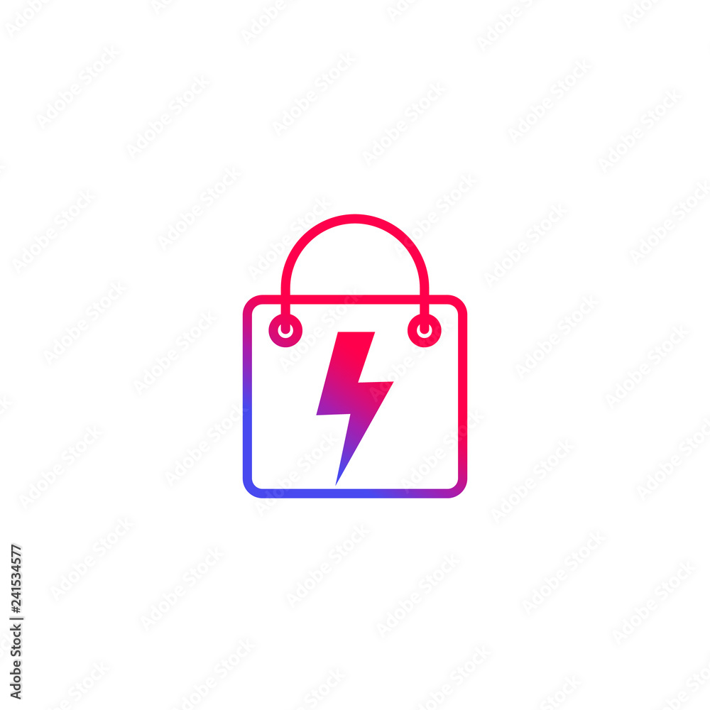 Wall mural Shopping bag with lightning bolt vector icon