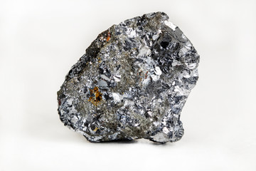 The mineral Galena on a white background