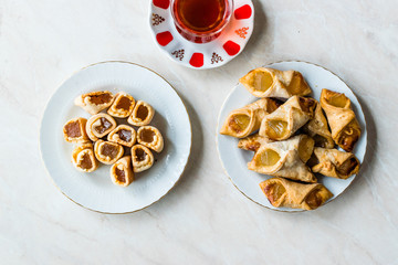 Homemade Turkish Delight Cookies with Traditional Tea / Biscuits.