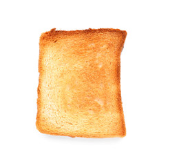 Tasty toasted bread on white background