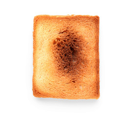 Tasty toasted bread on white background