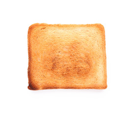 Tasty toasted bread on white background