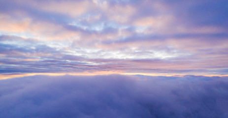 Beautiful sunrise cloudy sky from aerial view