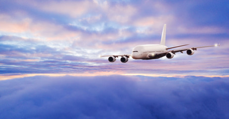 Fototapeta na wymiar Huge two-storey passengers commercial airplane