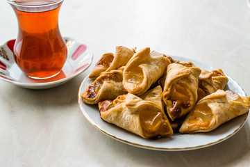 Homemade Turkish Delight Cookies with Traditional Tea / Biscuits.