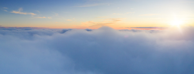 Beautiful sunrise cloudy sky from aerial view