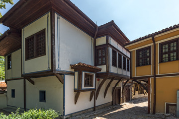 Fototapeta na wymiar Houses of the nineteenth century in old town of city of Plovdiv, Bulgaria