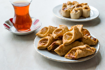 Homemade Turkish Delight Cookies with Traditional Tea / Biscuits.